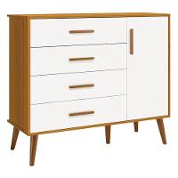 Jogo De Quarto Infantil Isis Cômoda 1 Porta E Berço Branco/savana - Reller Móveis Branco/savana