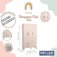 Jogo De Quarto Infantil Isis Guarda Roupa 3 Portas E Berço Rosa - Reller Móveis Rosa - 2