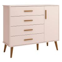 Jogo De Quarto Infantil Isis Guarda Roupa 4 Portas E Cômoda 1 Porta Rosa - Reller Móveis Rosa - 3