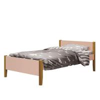 Cama Solteiro Simba Rosa Fosco Com Pés Amadeirado - Reller Móveis Rosa Fosco - 1