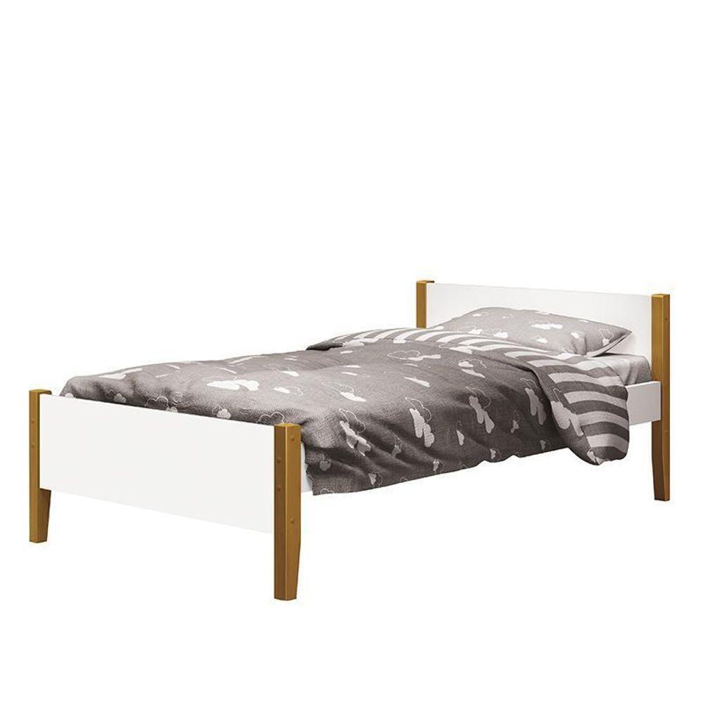 Jogo De Quarto Infantil Simba Estante Escrivaninha E Cama Branco Fosco Com Pés Amadeirado - Reller Móveis Branco Fosco - 2