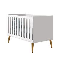 Jogo De Quarto Infantil Theo Cômoda 6 Gavetas E Berço Branco Fosco Com Pés Amadeirado - Reller Móveis Branco Fosco - 3