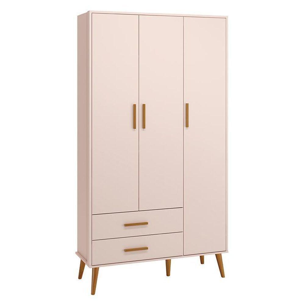 Dormitório Infantil Isis Guarda Roupa 3 Portas, Cômoda E Berço Rosa - Reller Móveis Rosa - 4