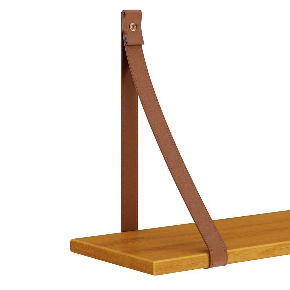 Kit 2 Prateleiras Luna 89,6cm Savana Fosco Com Alças De Couro - Reller Móveis Savana Fosco - 3