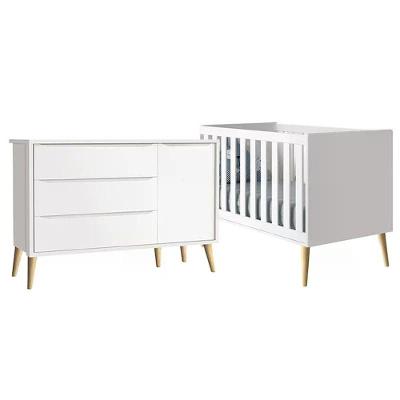Conjunto de Quarto Theo com 1 Porta e 3 Gavetas MDF 135cm Branco Reller Móveis
