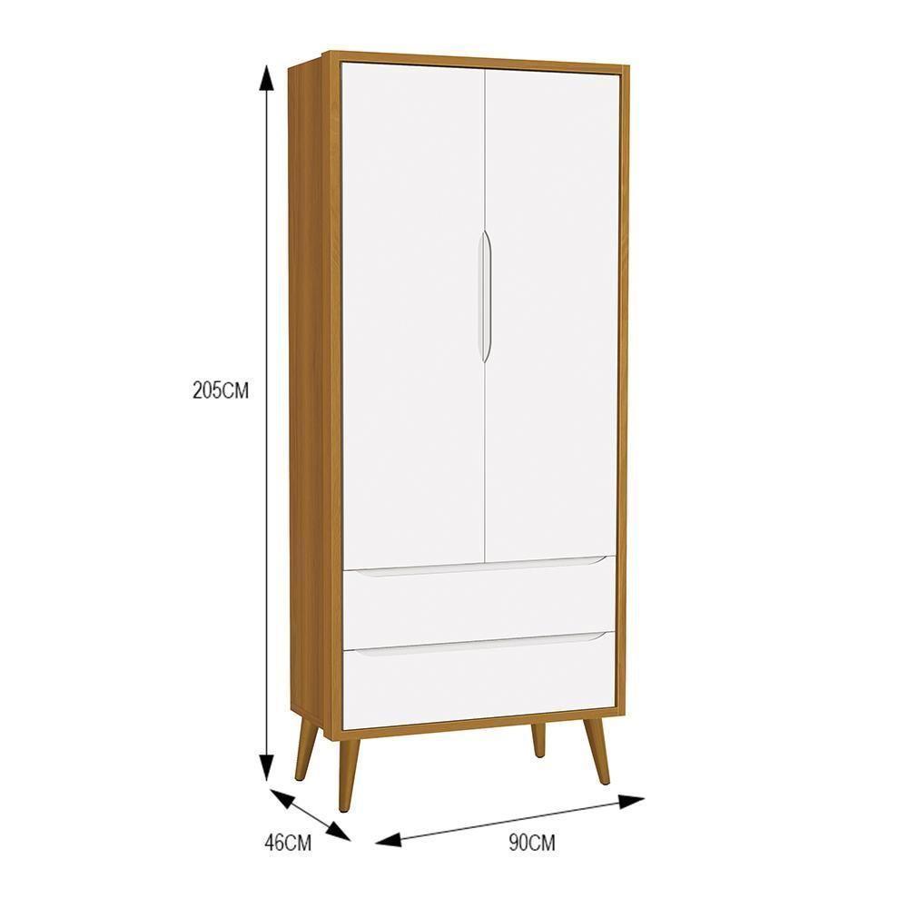 Dormitório Infantil Theo Retrô 2 Portas, Cômoda E Berço Branco/savana Com Pés Amadeirado - Reller Móveis Branco/savana - 2