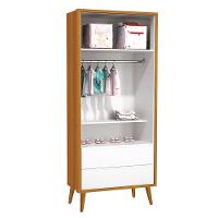 Dormitório Infantil Theo Retrô 2 Portas, Cômoda E Berço Branco/savana Com Pés Amadeirado - Reller Móveis Branco/savana