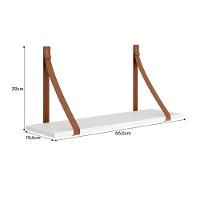 Kit 2 Prateleiras Luna 66,6cm Branco Fosco Com Alças De Couro - Reller Móveis Branco Fosco - 2