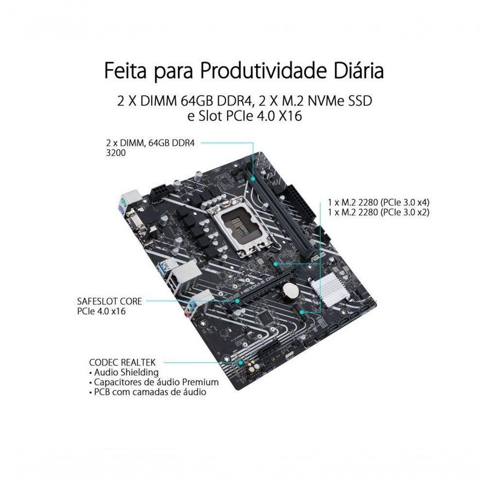 Placa Mãe Asus Prime H610-E D4 Intel 12Ger Prime H610-E D4 - 4