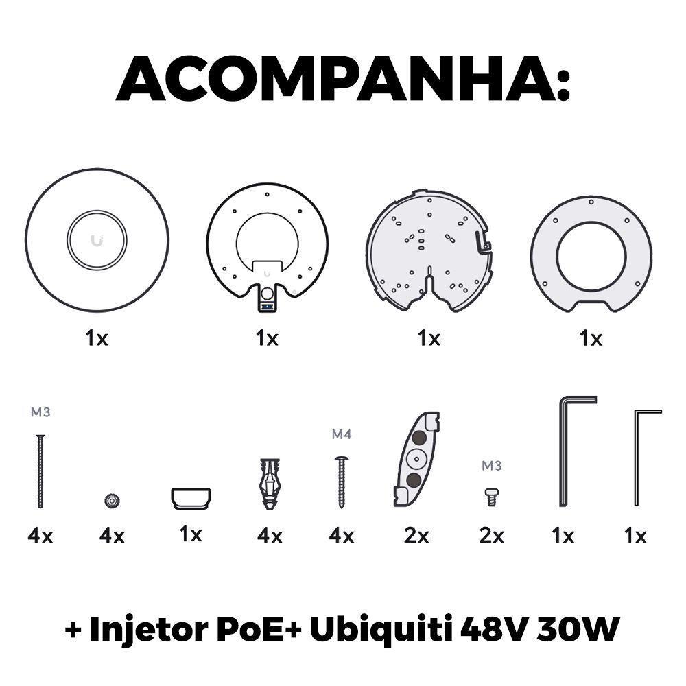 Roteador Wi-fi 6 Access Point 5.3 Gbps + Injetor Poe+ | U6 Pro Ubiquiti Com Fonte 48v 30w - 4
