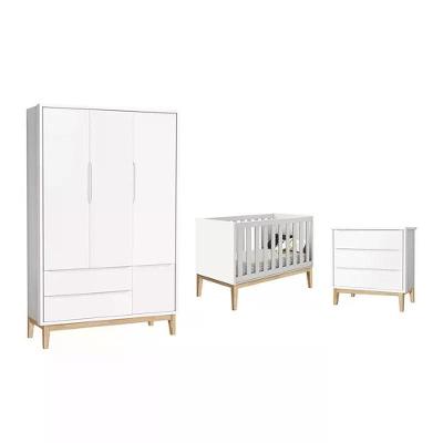 Conjunto de Quarto Classic 3 Portas e 5 Gavetas MDF 133cm Branco Reller Móveis
