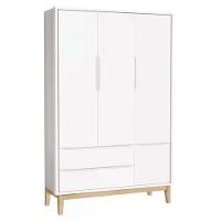 Dormitório Classic 3 Portas E Cômoda 3 Gavetas Branco Com Pés Madeira Natural - Reller Móveis Branco - 6