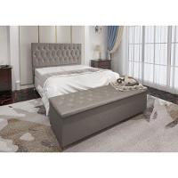 Kit Cabeceira E Calçadeira Baú Casal 140cm Suede Bege - 3