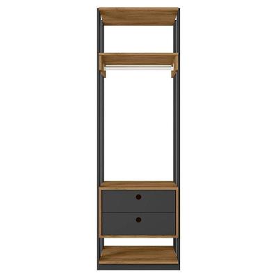 Guarda Roupa Modulado Closet Titan 2 Gavetas Preto Velluto/freijó - Pr Móveis Preto Velluto/ Freijó