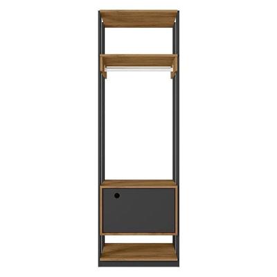 Guarda Roupa Modulado Closet Titan 1 Porta Preto Velluto/freijó - Pr Móveis Preto Velluto/ Freijó