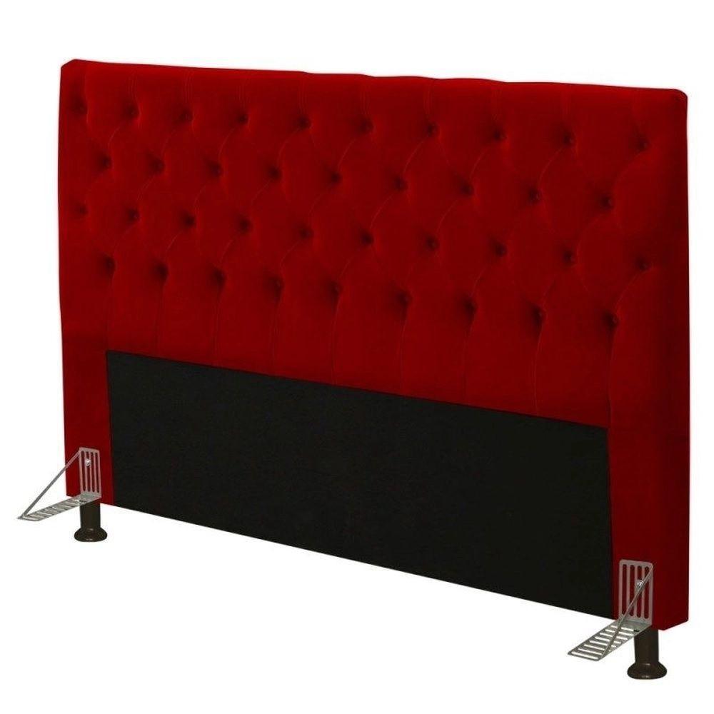 Cabeceira Cristal 1,60 Cm Para Cama Box Queen Suede Vermelho - 1