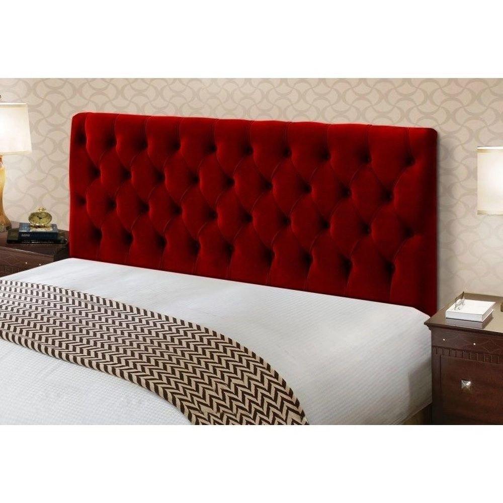 Cabeceira Cristal 1,60 Cm Para Cama Box Queen Suede Vermelho - 2