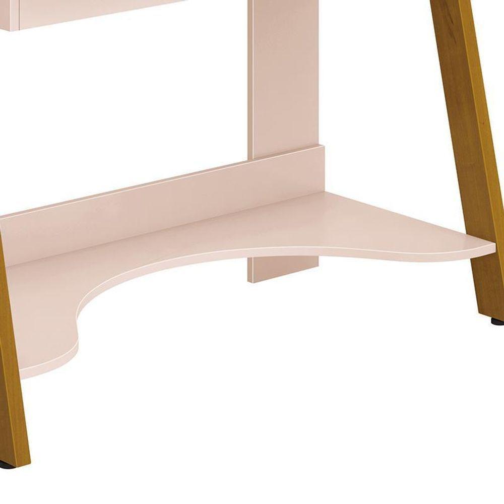 Estante Escrivaninha Simba Rosa Fosco Com Pés Amadeirado - Reller Móveis Rosa Fosco - 2