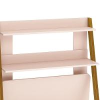 Estante Escrivaninha Simba Rosa Fosco Com Pés Amadeirado - Reller Móveis Rosa Fosco