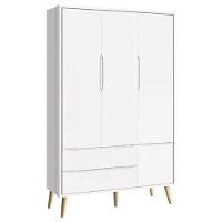 Dormitório Theo 3 Portas E Cômoda 3 Gavetas Branco Com Pés Madeira Natural - Reller Móveis Branco - 6