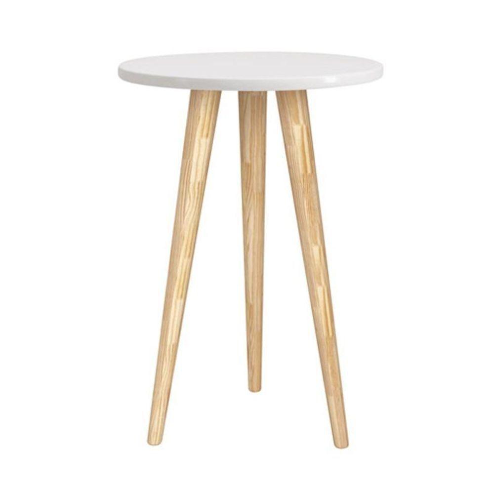 Dormitório Theo 3 Portas E Mesa De Canto Branco Com Pés Madeira Natural - Reller Móveis Branco - 8