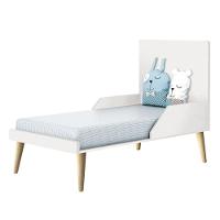 Dormitório Theo 3 Portas E Mesa De Canto Branco Com Pés Madeira Natural - Reller Móveis Branco - 3