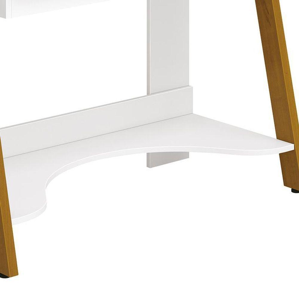 Estante Escrivaninha Simba Branco Fosco Com Pés Amadeirado - Reller Móveis Branco Fosco - 2