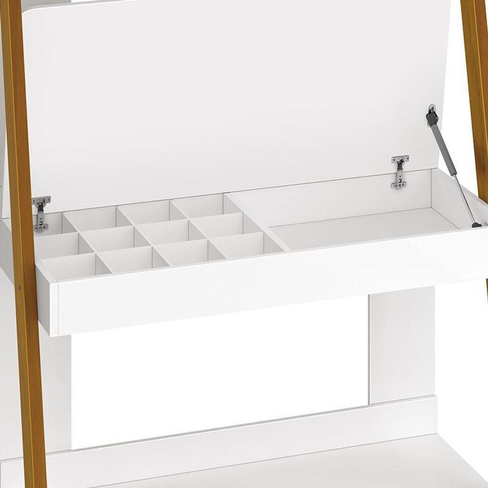 Estante Escrivaninha Simba Branco Fosco Com Pés Amadeirado - Reller Móveis Branco Fosco - 3