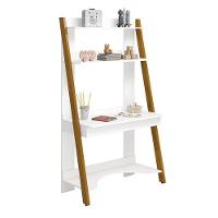 Estante Escrivaninha Simba Branco Fosco Com Pés Amadeirado - Reller Móveis Branco Fosco - 1