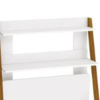 Estante Escrivaninha Simba Branco Fosco Com Pés Amadeirado - Reller Móveis Branco Fosco