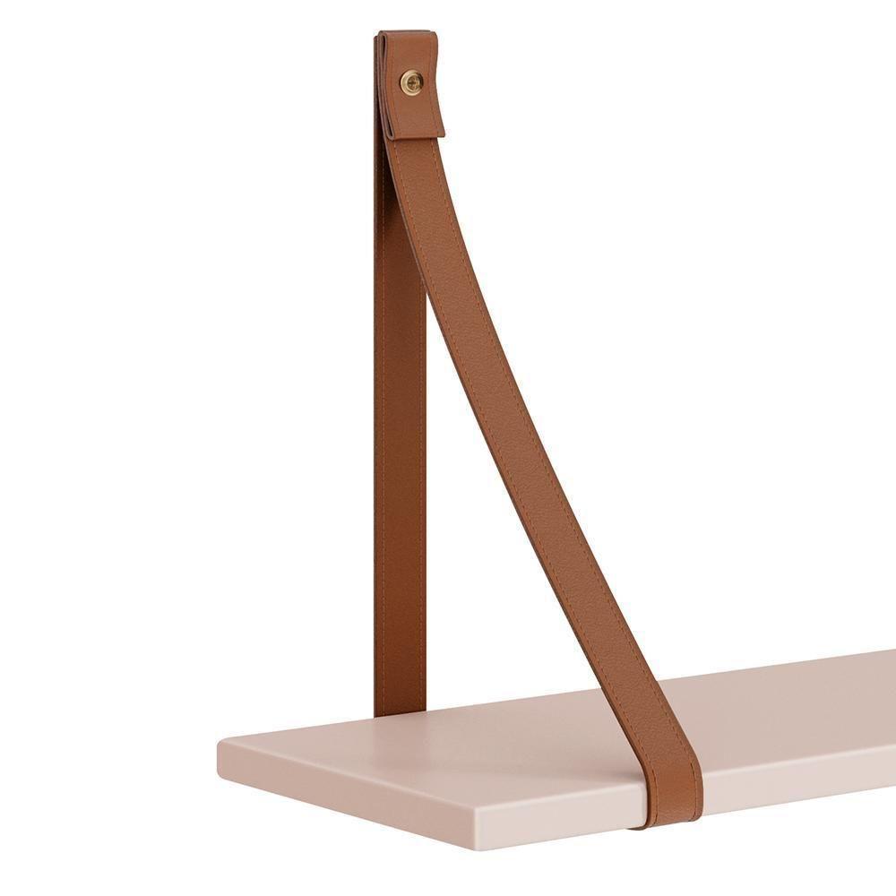 Kit 2 Prateleiras Luna 66,6cm Rosa Fosco Com Alças De Couro - Reller Móveis Rosa Fosco - 3