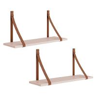 Kit 2 Prateleiras Luna 66,6cm Rosa Fosco Com Alças De Couro - Reller Móveis Rosa Fosco - 1