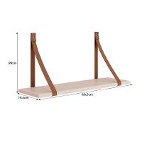 Kit 2 Prateleiras Luna 66,6cm Rosa Fosco Com Alças De Couro - Reller Móveis Rosa Fosco - 2