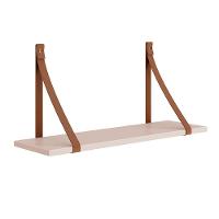 Kit 2 Prateleiras Luna 66,6cm Rosa Fosco Com Alças De Couro - Reller Móveis Rosa Fosco - 4