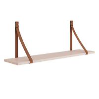 Kit 2 Prateleiras Luna 89,6cm Rosa Fosco Com Alças De Couro - Reller Móveis Rosa Fosco - 4