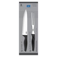 Kit Brinox Para Churrasco Com Faca E Garfo Trincante Lâmina De Aço Inoxidável Polido 2 Peças Preto Linha Cross Preto - 2