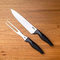 Kit Brinox Para Churrasco Com Faca E Garfo Trincante Lâmina De Aço Inoxidável Polido 2 Peças Preto Linha Cross Preto - 3