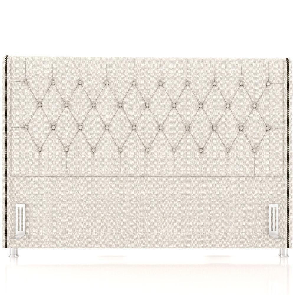 Cabeceira Cama Box King 195cm Estofada Frizza P05 Linho Creme - 5