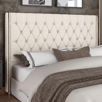 Cabeceira Cama Box King 195cm Estofada Frizza P05 Linho Creme - 6