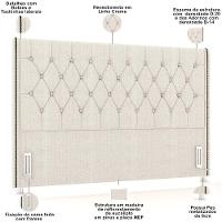 Cabeceira Cama Box King 195cm Estofada Frizza P05 Linho Creme - 7