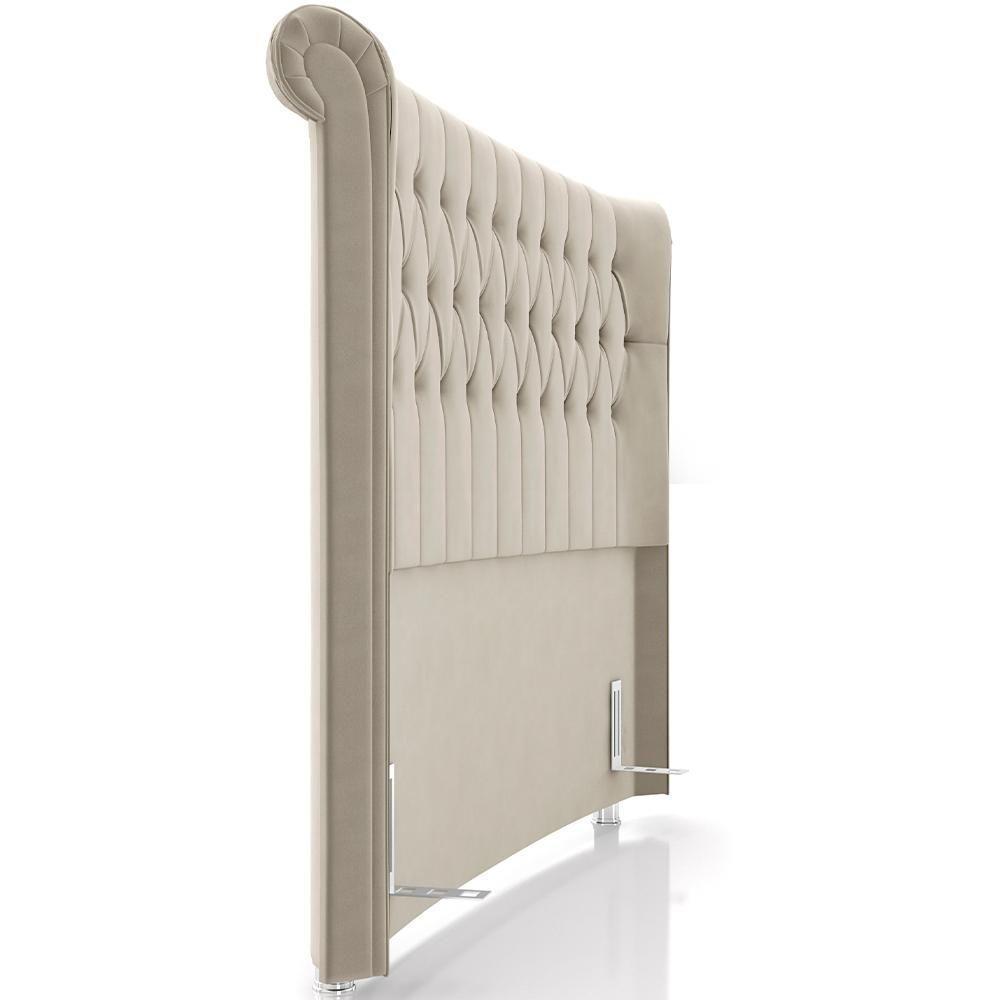 Cabeceira Cama Box Queen 160cm Estofada Meora P05 Veludo Bege - 5