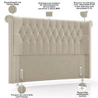 Cabeceira Cama Box Queen 160cm Estofada Meora P05 Veludo Bege - 2