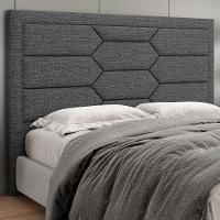 Cabeceira Cama Box Casal 140cm Estofada Nora P05 Linho Cinza Escuro - 3