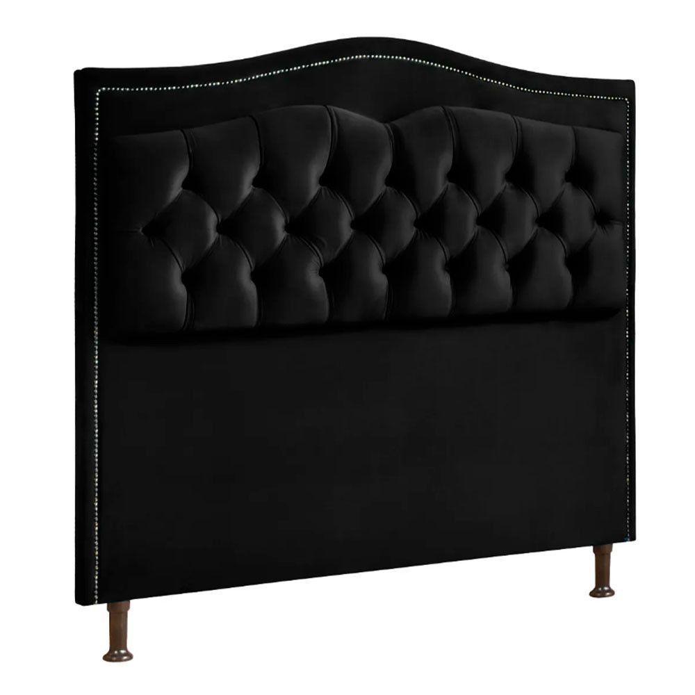 Cabeceira Estofada Holanda 1,60 2.0 Queen Shop Das Cabeceiras Preto - 1