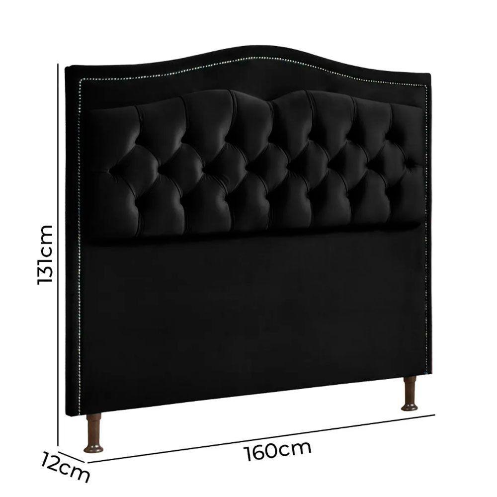 Cabeceira Estofada Holanda 1,60 2.0 Queen Shop Das Cabeceiras Preto - 3