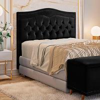 Cabeceira Estofada Holanda 1,60 2.0 Queen Shop Das Cabeceiras Preto - 4