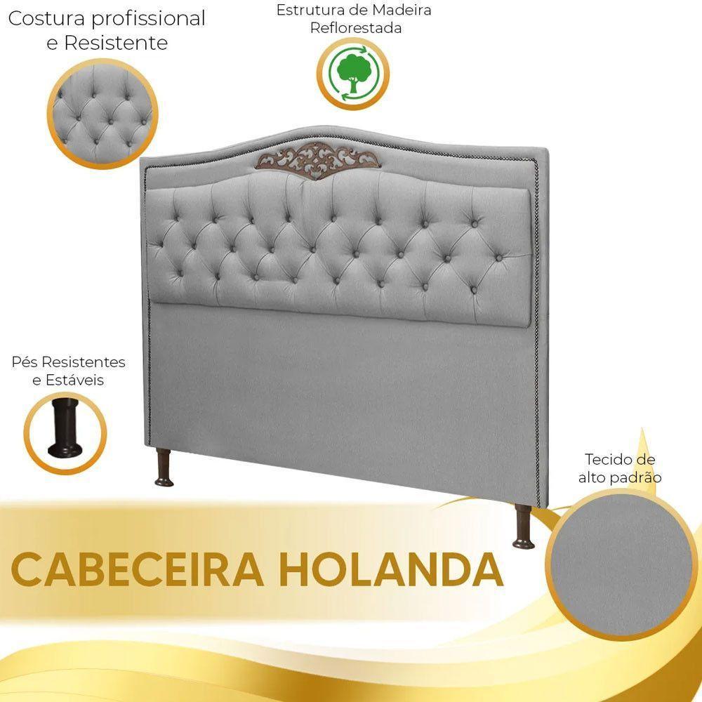 Cabeceira E Calçadeira Holanda 195cm Shop Das Cabeceiras Grafite - 4