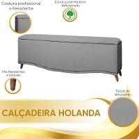 Cabeceira E Calçadeira Holanda 195cm Shop Das Cabeceiras Grafite - 7