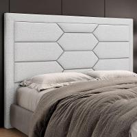 Cabeceira Cama Box Casal 140cm Estofada Nora P05 Linho Cinza Claro - 2