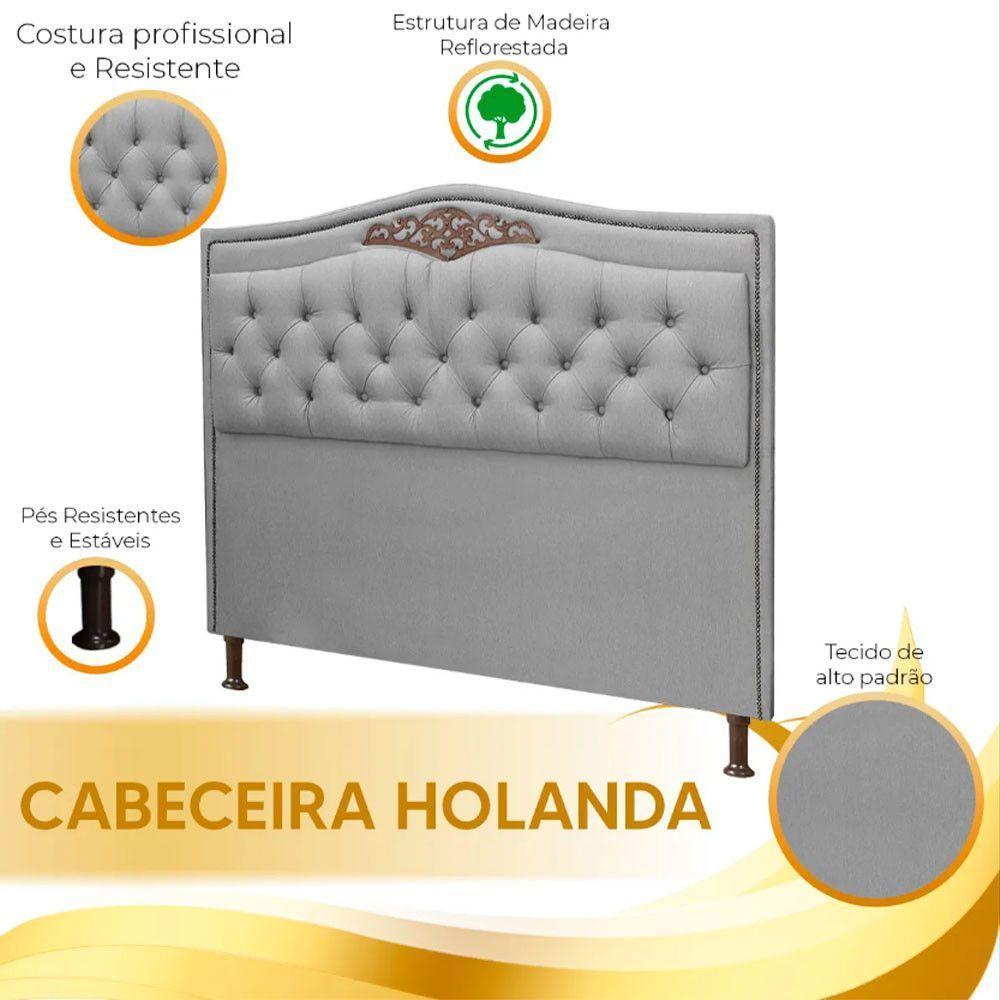 Cabeceira Estofada Holanda 1,95 King Size Linho Shop Das Cabeceiras Grafite - 3